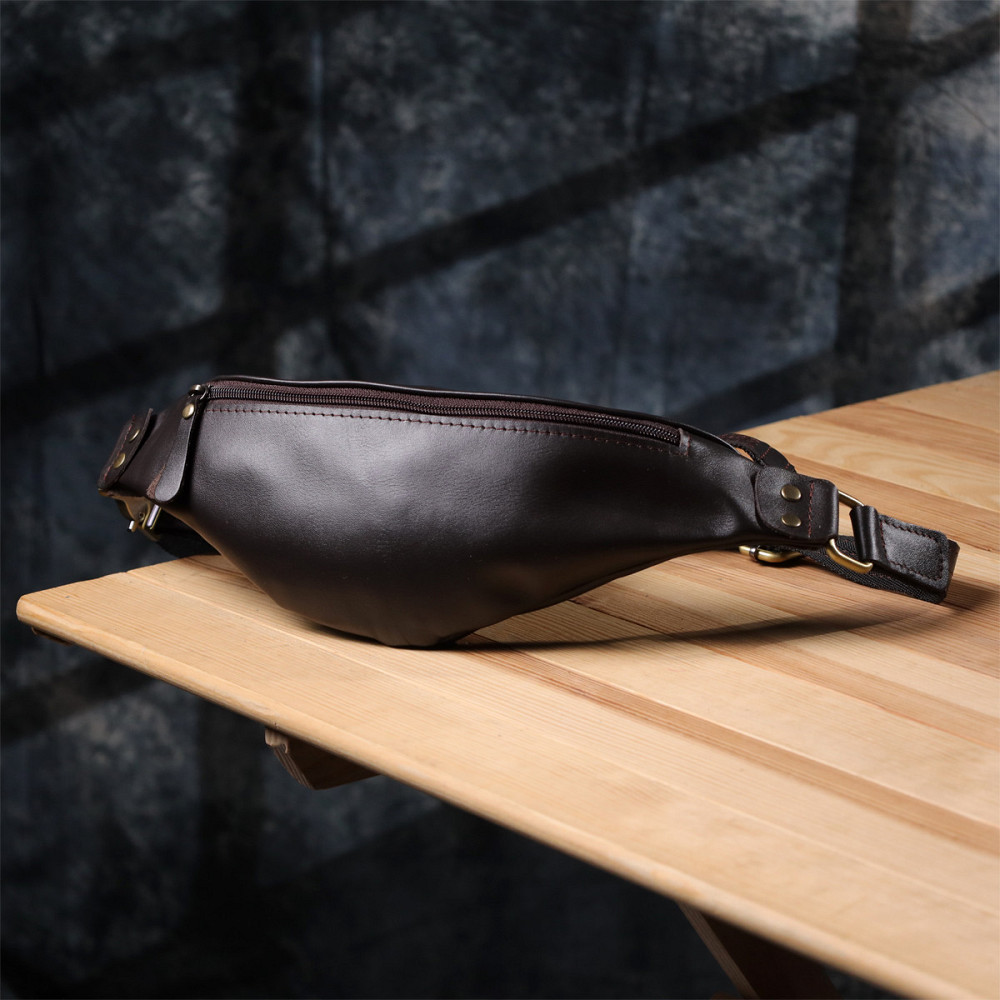 Бананка для мужчин из гладкой натуральной кожи Shvigel 23135 Коричневый Киев - изображение 3