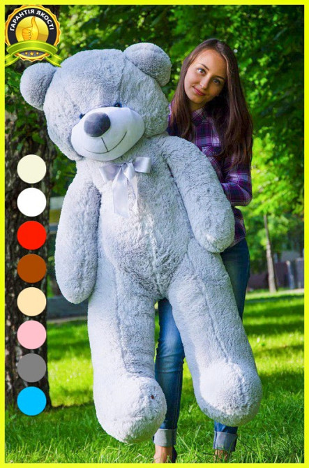 М'яка  іграшка подарунок на 8 березня плюшевий ведмедик Рафаель 140 см Сірий Тернопіль - фото 2