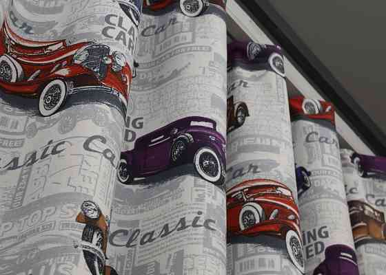 Шторная ткань, с разноцветным принтом 