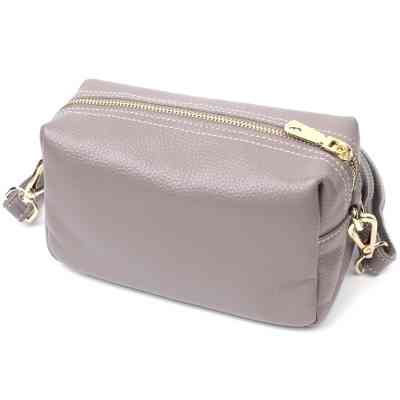 Сумка Vintage Женская с двумя ремнями из натуральной кожи Серая (22275) Винница