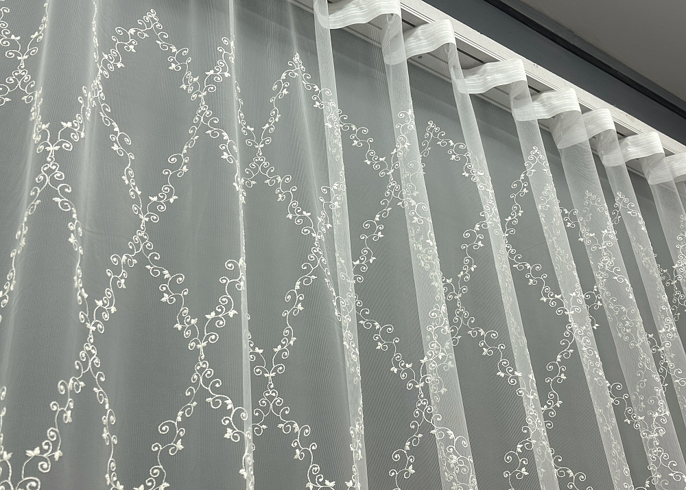 Тюль фатин с вышивкой и люрексом Цвет молочный 1850т Киев - изображение 7