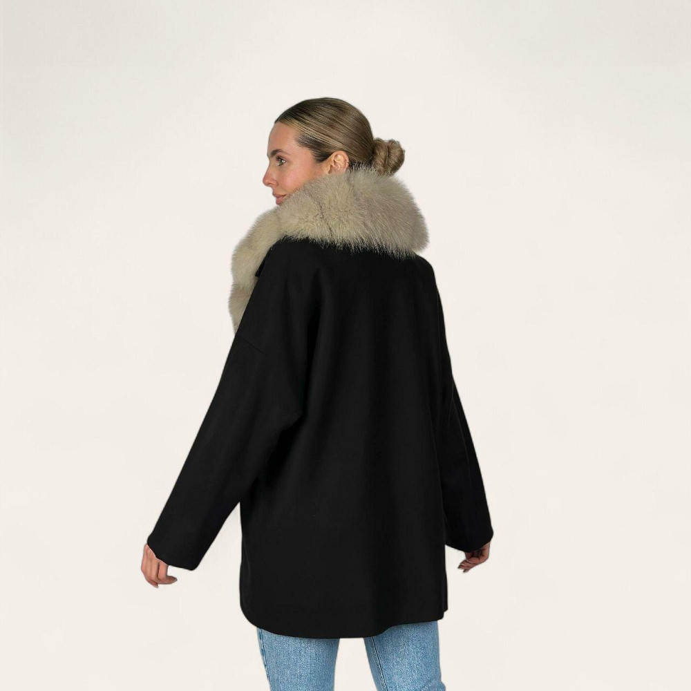 Женское пальто с меховым воротником Черный, 54 Харьков - изображение 2