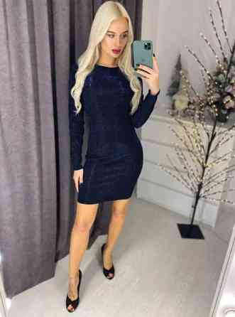 Вечірнє плаття з люрексом "Minor" | Розпродаж моделі 44, Темно-синій Київ