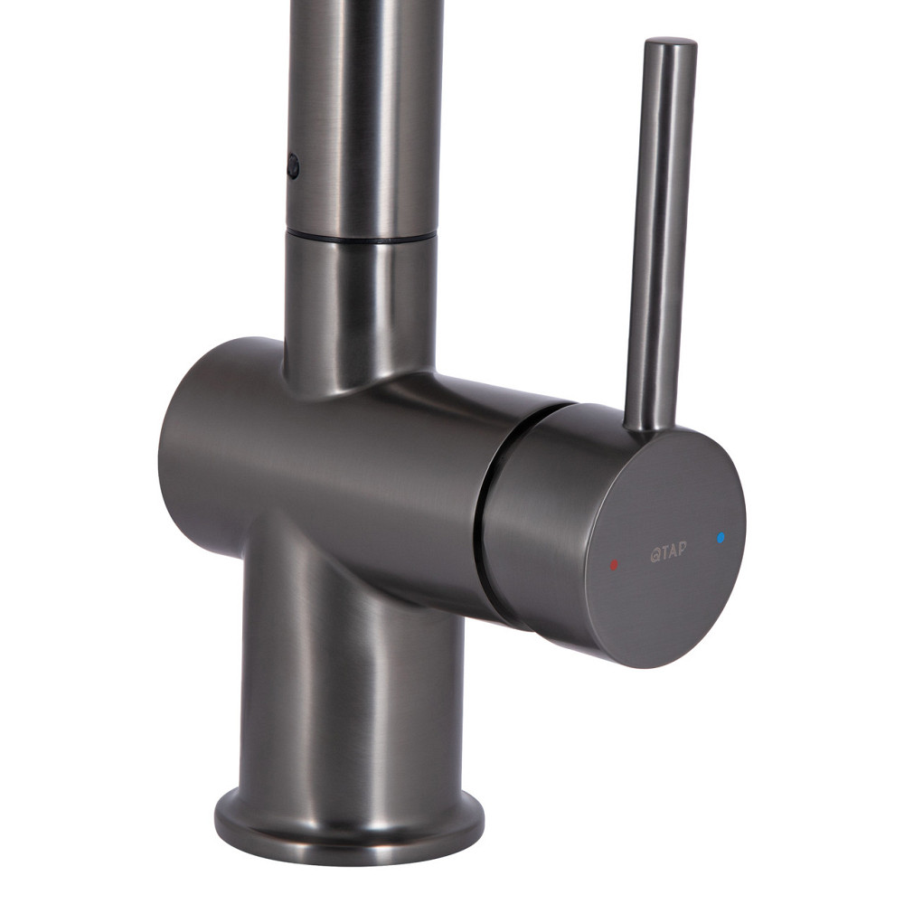 Змішувач для кухні Qtap Rozcesti з висувним виливом з під'єднанням для питної води QTROZ367GMB45942 Gunmetal Black PVD Київ - фото 4