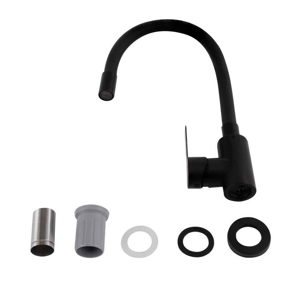 Смеситель для кухни Brinex Pure 015F3 с гибким изливом   Black Matt BRIPUR015F3BLM Киев - изображение 4