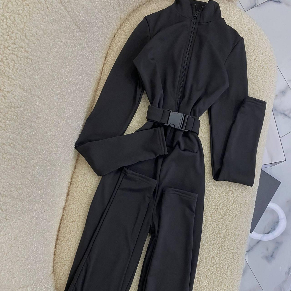 Жіночий стильний термо комбенізон  з поясом з щільного мікродайвінгу на флісі Одеса - фото 5