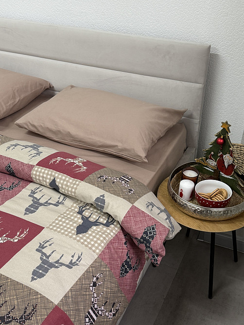 Ecotton Комплект постільної білизни Ecotton Сімейний 150х215 см Оленi на червоному новорічний Киев - изображение 9