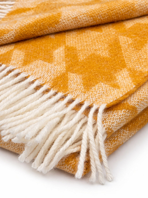 Плед вовняний Vladi 140x200 см жовто-гарячий гірчичний із новозеландської вовни Коломыя - изображение 8