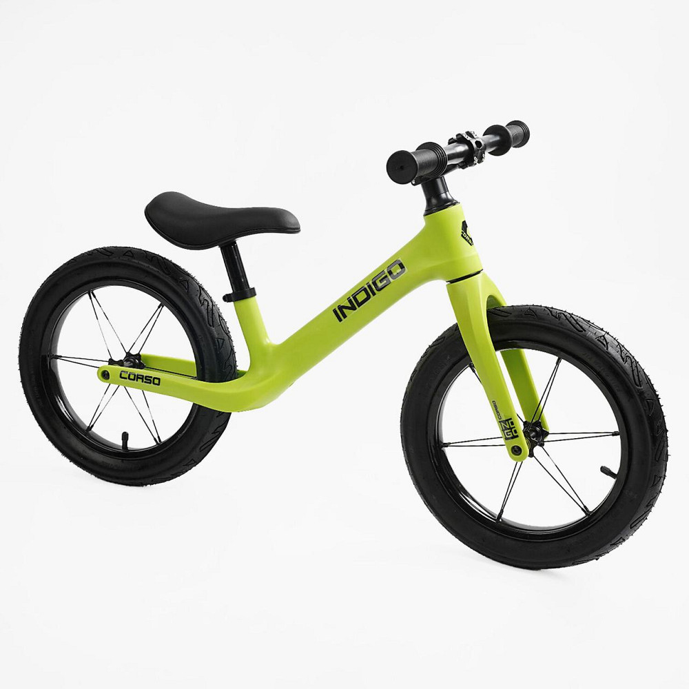 Біговел дитячий нейлонова рама та вилка надувні колеса 14'' Салатовий (D-2215-45) Чернигов - изображение 1