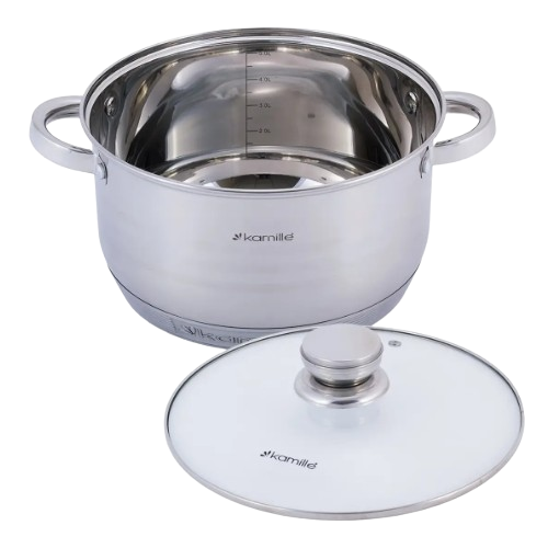 Каструля нержавіюча сталь 5л з кришкою порожнисті ручки 4913 KAMILLE Житомир