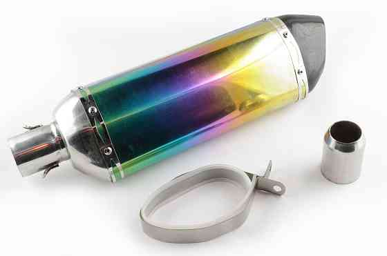 Глушник (тюнінг) 400 * 105mm, кріп. Ø78mm (нержавіюча сталь, три-овал, веселка, прямоток, mod:1) Київ