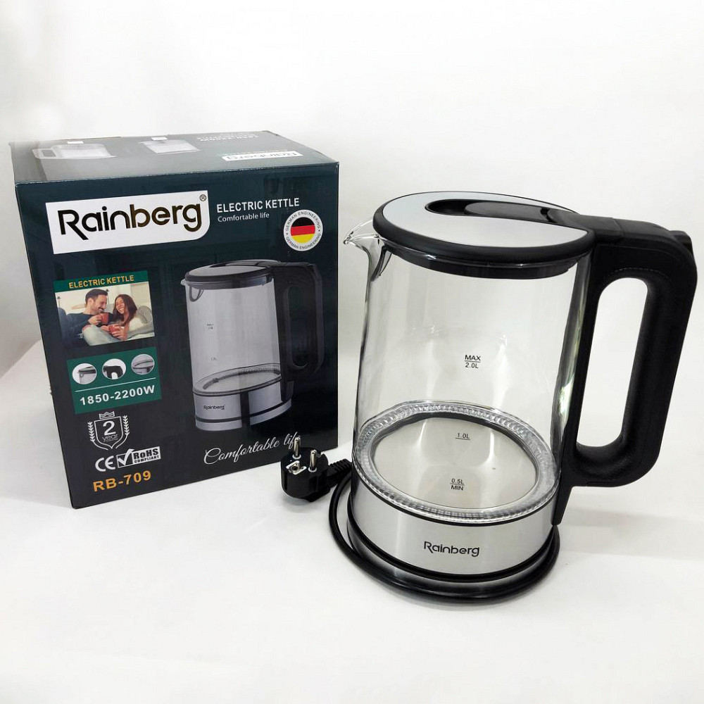 Електрочайник з підсвічуванням для кип'ятіння Rainberg, Електрочайник якісний з підсвічуванням BF-98 Івано-Франківськ - фото 8