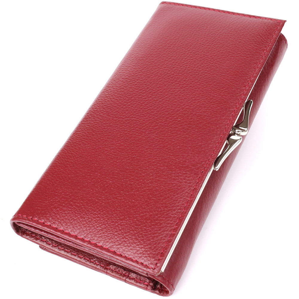 Жіночий шкіряний гаманець з монетницею бордовий (ST Leather) Київ - фото 20