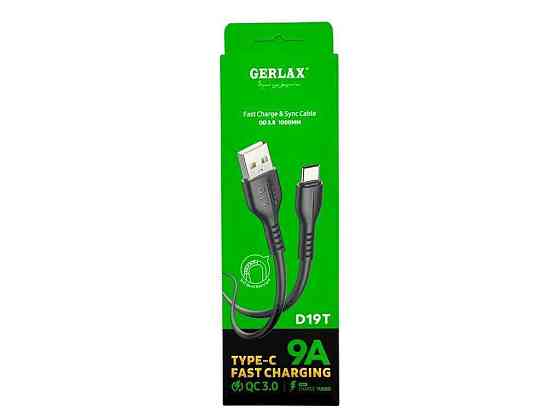 Кабель USB - Type-C D19T 9A QC3.0 OD3.8 MI TURBO CHARGE чорний 1м ТМ GERLAX Київ