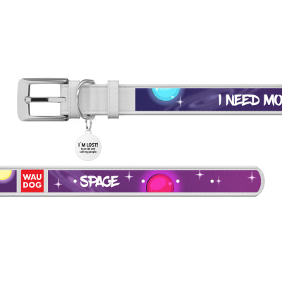 Нашийник для тварин WAUDOG Design з QR паспортом "Більше космосу" XL Ш 35 мм Д 44-58 см білий (0035-0126-15) Вінниця - фото 3