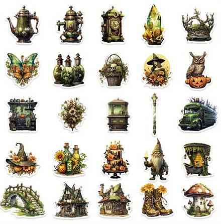 Набор винтажных стикеров 50 шт – магические наклейки в ведьминском стиле Киев