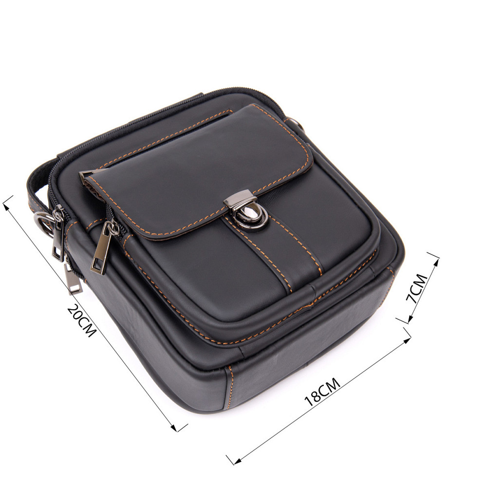 Компактний месенджер на два відділення чоловічий Чорний (Vintage) Київ - фото 7