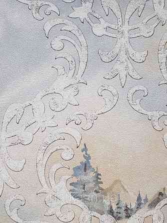 Шпалери вінілові на флізеліні гарячого тиснення DU&KA 1.06х10 вензель основа під штукатурку сірі коричневі Київ