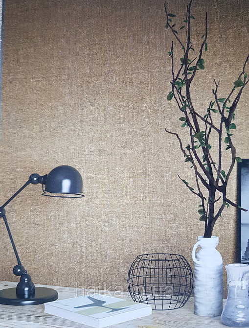 Шпалери метрові вінілові на флізеліні Marburg Loftsuperior однотон коричневий гірчичний під мішку Київ - фото 1