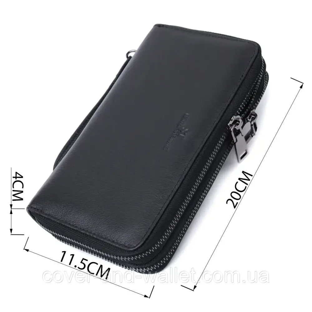 Мягкий кожаный мужской кошелек клатч на две молнии на много карточек ST 274 Киев - изображение 2