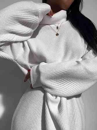 Женское стильное объемное теплое платье плотное Ангора вязкая Молочный Одесса