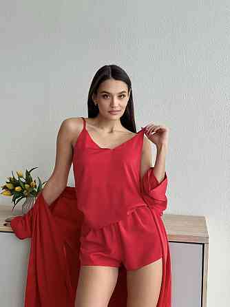 Піжама жіноча шовкова майка з шортами Червоний 3XL/4XL Харків