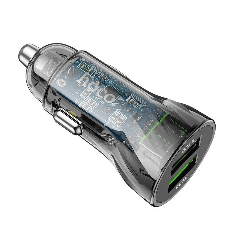 Автомобільний зарядний пристрій HOCO Z47 Transparent Discovery Edition dual port QC3.0 18W (Micro) Transparent Black Київ - фото 3