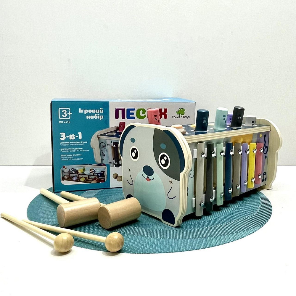 Дерев'яна логічна гра Собачка ксилофон стукачка лабіринт молоточок (MD 2415) Чернигов - изображение 2