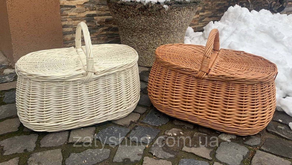 Корзина с крышкой, белая и коричневая Киев - изображение 1