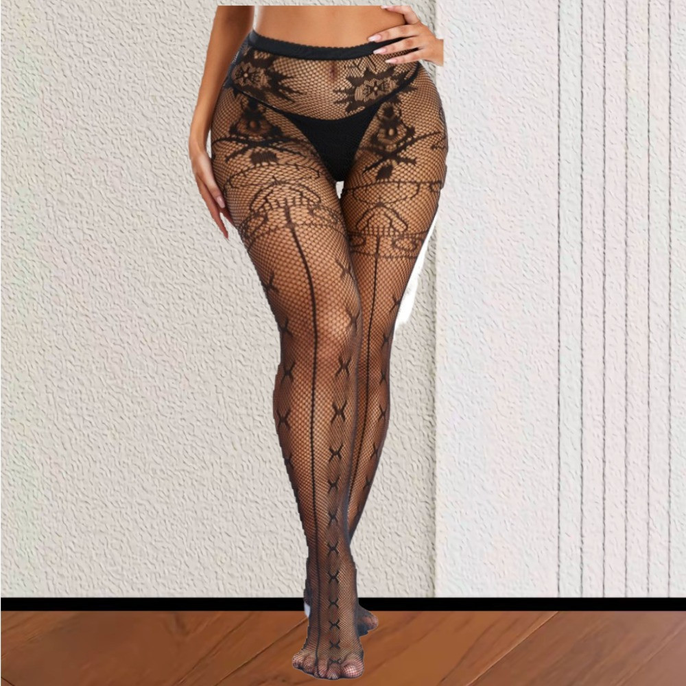 Колготки з малюнком жіночі в сітку one size чорний Київ - фото 5