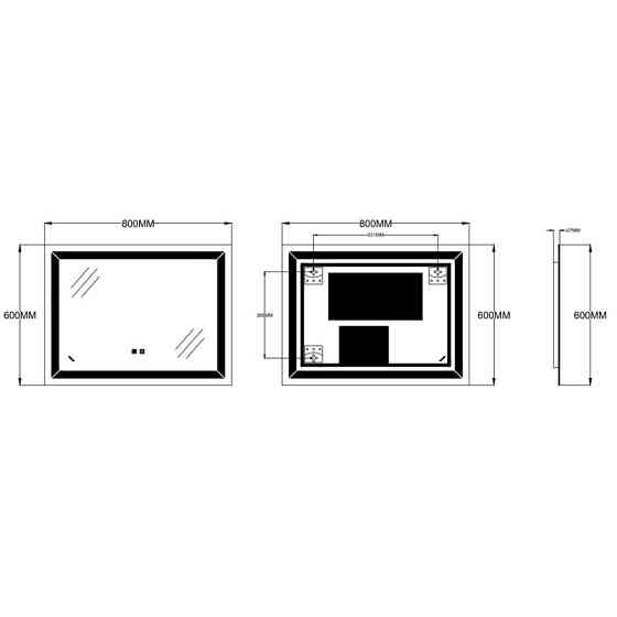 Зеркало Zerix Kubix MR04-80x60-REVERSE с LED Touch, Anti-fog, диммером, регулятором яркости (ZX6054) Киев