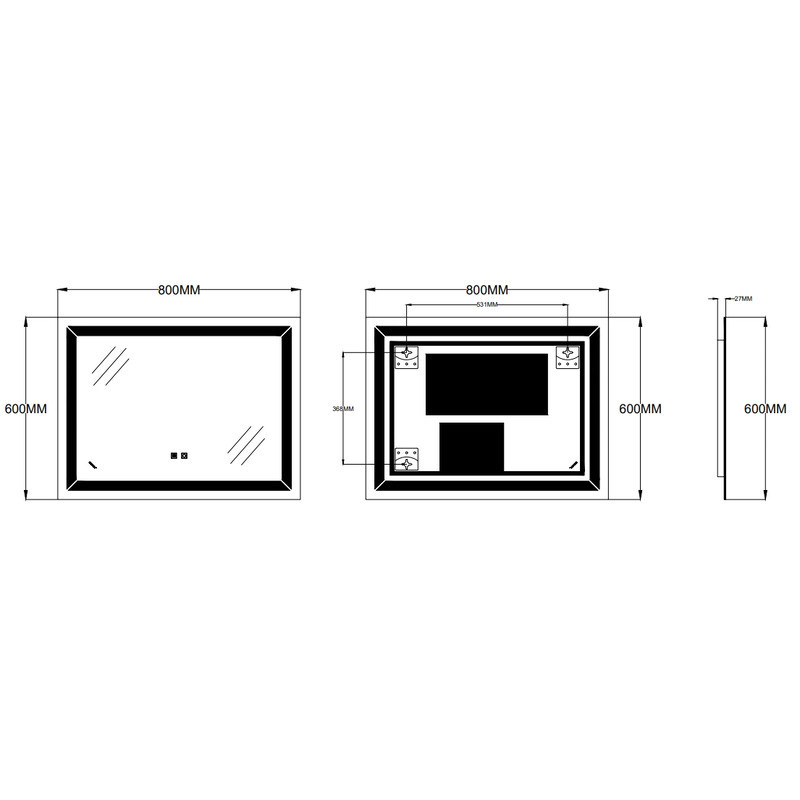 Зеркало Zerix Kubix MR04-80x60-REVERSE с LED Touch, Anti-fog, диммером, регулятором яркости (ZX6054) Киев - изображение 6