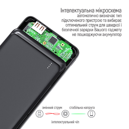 Павербанк 10000 mAh ColorWay CW-PB100LPG3BK-PD 18W QC+PD slim світлодіодний індикатор чорний Житомир