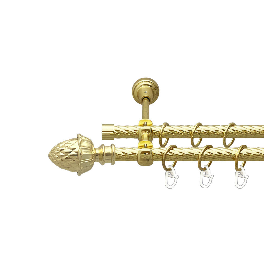 Карниз Orvit Цинара металевий дворядний відкритий скручена труба кільце металеве Золото 16\16 мм 160 см Львов - изображение 1