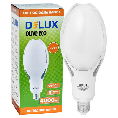 Лампочка Delux OLIVE ECO 40Вт E27 6500K 230В (90023325) Винница - изображение 3