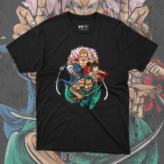 Футболка для підлітка хлопчика з принтом Ван Пис Луффі, Зоро, Трафальгард, Дофламінго Розмір 160 Anime10169 Дніпро