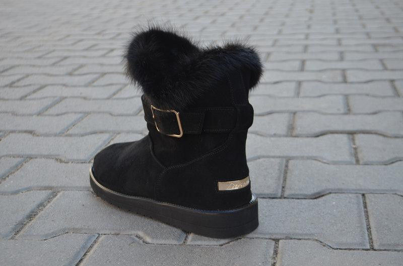 Угги жіночі YDG чорні натуральна замша висота 16 см (1713) Коломыя - изображение 2