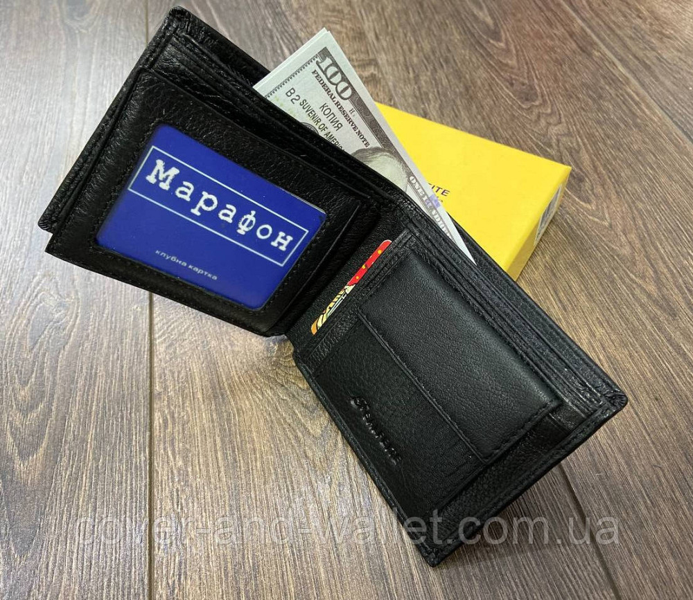 Мужское кожаное портмоне без застежки черного цвета F Salfeite 387-207Е-1 Киев - изображение 7