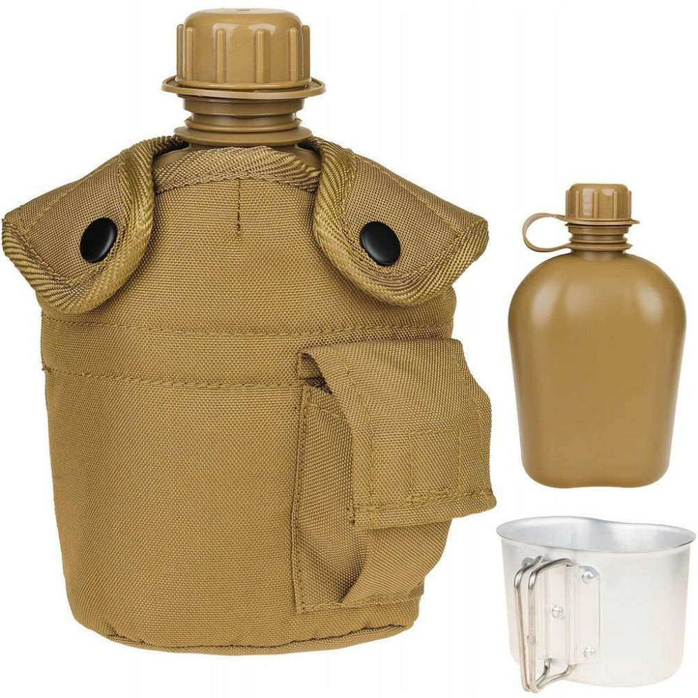 Фляга с котелком и подсумком для воды на 1 литр котелок алюминий фляга пищевой пластик  Койот Одесса - изображение 2