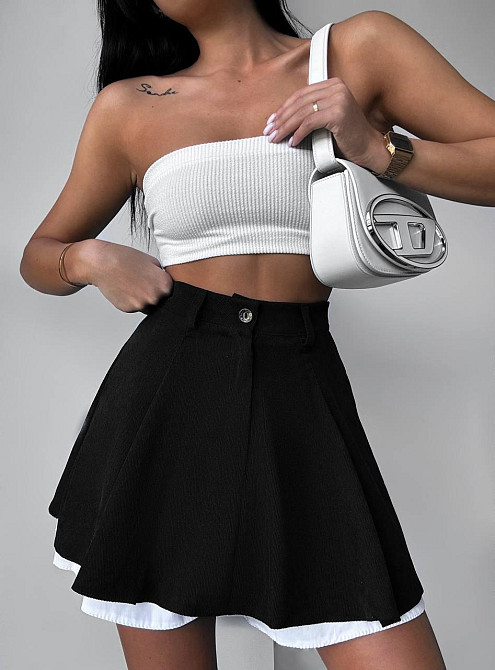 Женская трендовая юбка-шорты вельвет + коттон Черный, 42/44 Одесса - изображение 1