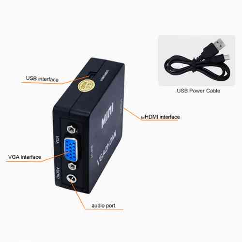 Конвертер VGA - HDMI, відео, аудіо, 1080p, чорний Вінниця