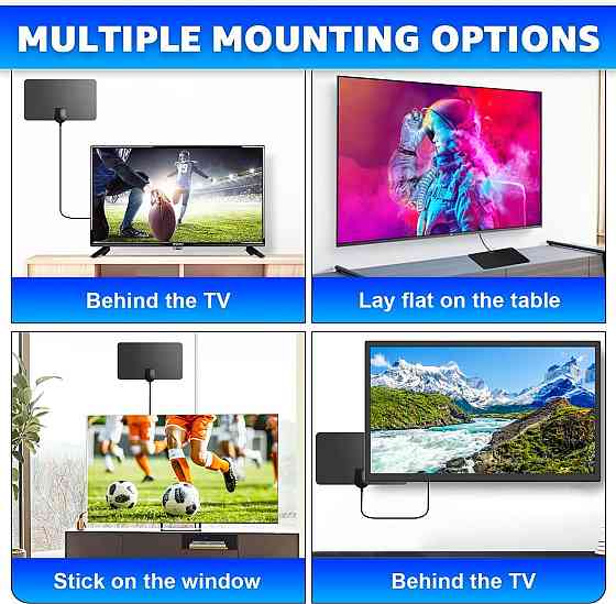 Внутренняя ТВ антенна с усилителем сигнала и магнитным основанием для 4K/1080P совместима со всеми ТВ Киев