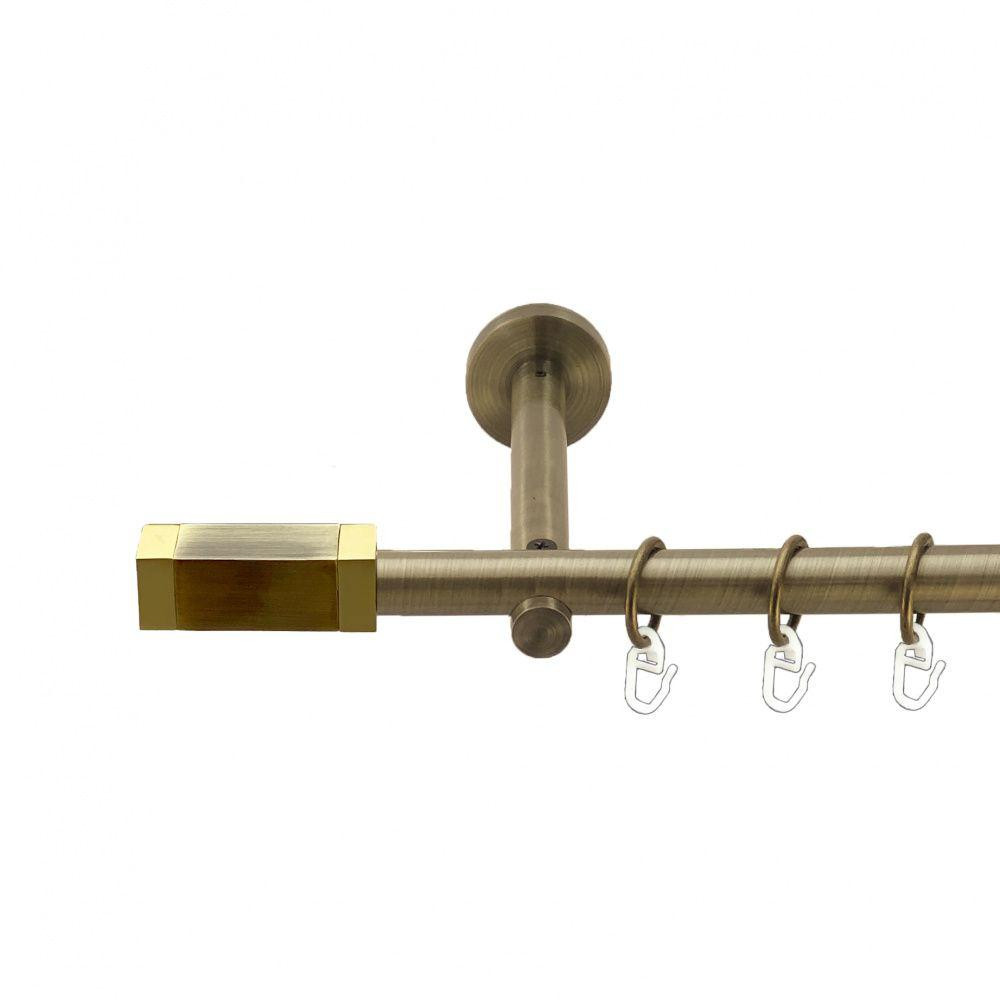 Карниз Orvit Квадро металевий однорядний циліндр+профіль (16 см) гладка труба кільце металеве Антик 19 мм 300 см (00-00013185) Львів - фото 1