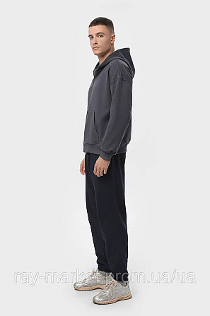 Костюм мужской худи на молнии темно-серый и брюки черные RAY PREMIUM LOOSE U0809 (U0809M-Dark Grey-Black) 3XL Киев - изображение 2
