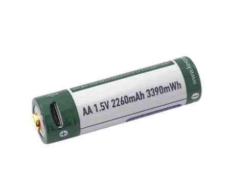 Аккумулятор Keeppower AA 14500 1,5В 2260mAh с microUS (Зеленый с белым) Винница