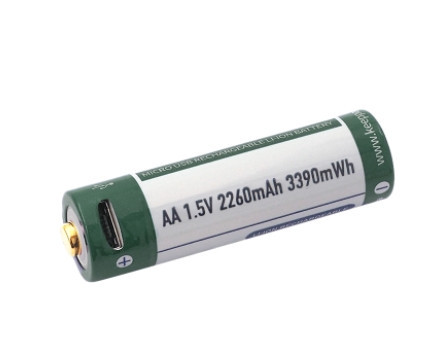Акумулятор Keeppower AA 14500 1,5В 2260 mAh з microUS (Зелений з білим) Вінниця - фото 1