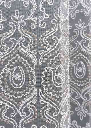 Тюль фатин с вышивкой Корд и люрексом Цвет холодный белый с пудровым 1856т Киев