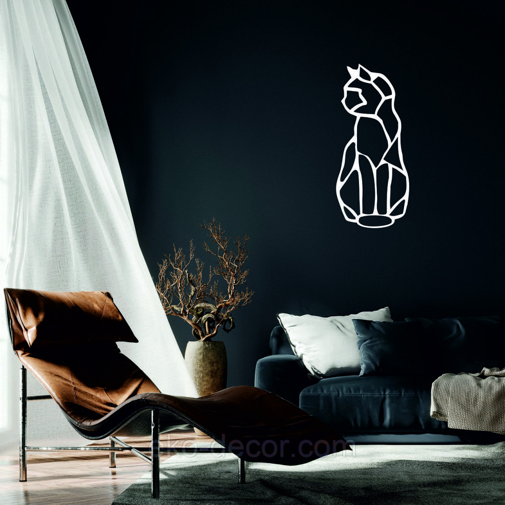 Декоративное настенное Панно «Кот» Декор на стену 70*31 см, Белый Киев - изображение 2