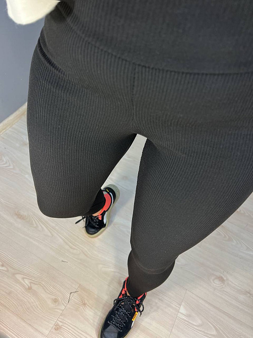 Лосини жіночі Prenses 706 рубчик широкий пояс утеплені фліс чорні, чорний, 4XL Київ - фото 8