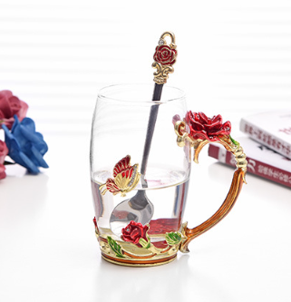 Чашка ПОДАРОЧНАЯ 350 мл стакан в металлическом подстаканнике с ложечкой Красная РОЗА, Подарочная упаковка Кременчуг - изображение 5